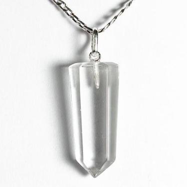 Imagem de Colar Pontinha Pedra Cristal com Presilha e Pino em Prata 950 - Crista