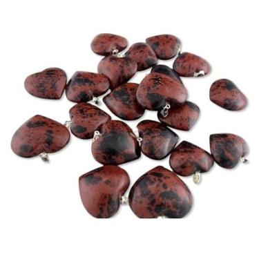 Imagem de Pingente Coração Obsidiana Mahogany Prateado - Atacado - 23x25mm - Cri