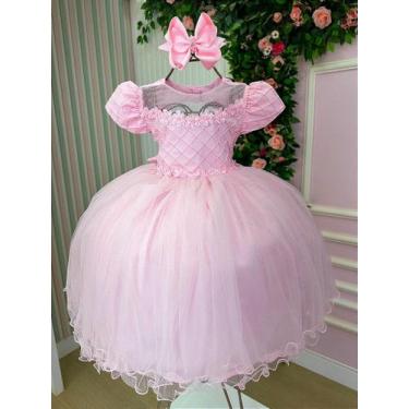Imagem de Vestido Jardim Encantado Rosa Bebê Festa Luxo - Tecido Tafeta - Fabulo