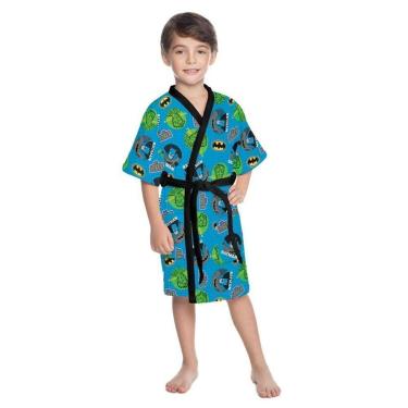 Imagem de Roupão Aveludado Infantil Quimono Estampado Batman Lepper-Masculino