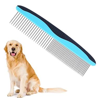 Imagem de Pssopp Pet Care Comb Pente de dentes largo e estreito de duas formas para cães médios e pequenos Cavalo de Gatos (Azul)