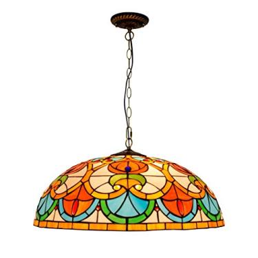 Imagem de Luminária pendente estilo europeu, luminária de teto retrô, lustre de vidro colorido barroco, sala de estar, restaurante, bar, quarto, sala de exposições, quarto de hotel, banheiro, 60 cm (5