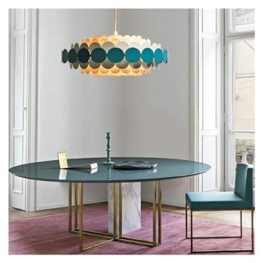 Imagem de Luminária de teto decorativa LED Metal - Luminária de sala de jantar escandinava, luminária redonda para quarto, decoração para casa, lâmpadas de lustre