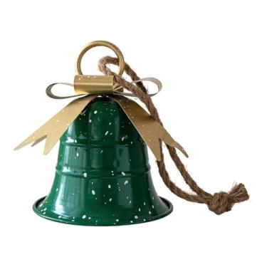 Imagem de predolo Enfeite de sino de Natal, decoração de Natal, pingente rústico retrô, decoração de Natal para porta, escritório, restaurante, jardim interno, Verde