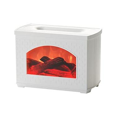 Imagem de Umidificador Umidificador de ar simulado para lareira, efeito chama, difusor elétrico aroma, umidificadores aromaterapia, pulverizador névoa, purificador(Branco)