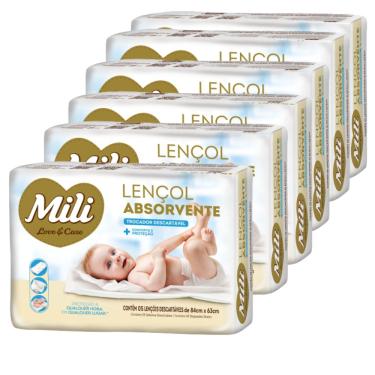 Imagem de Trocador Descartável  Lençol Absorvente Mili Love & Care  6 Pacotes c/ 5 ( Total 30 lençóis)
