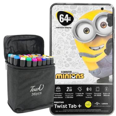 Imagem de Tablet Positivo Minions T780MF com Kit Bolsa com 36 Canetas Coloridas 
