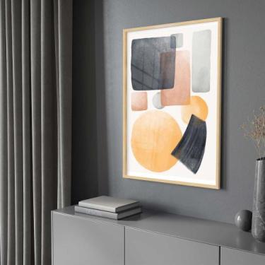 Imagem de Quadro Decorativo com Moldura e Acrilico Cristal Vidro Abstrato Geomêt