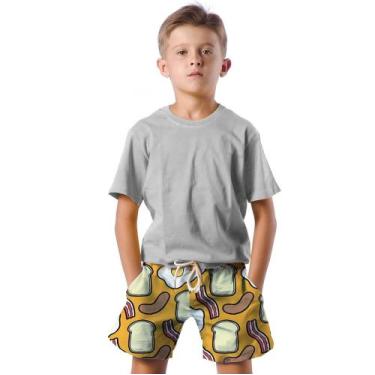 Imagem de Shorts Infantil Bermuda Calção Praia Verão Café da Manhã Breakfast 196