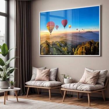 Imagem de Quadro com Moldura e Acrilico Cristal Vidro Sala Quarto Balões Capadoc