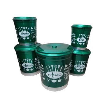 Imagem de Jogo Mantimentos Pote Decorado Alumínio Color 5 Peças - Coisas & Treco