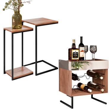 Imagem de Kit Adega e Mesa Lateral Industrial Boreal Demolição - D'Rossi