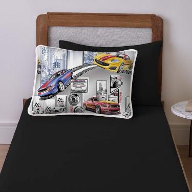Imagem de Jogo de Lençol Alegria Solteiro 2 Peças Infantil Estampado Malha 100% Algodão - Carros Race