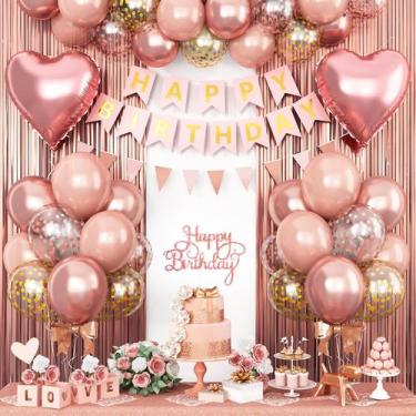 Imagem de Decorações de aniversário Adorely Rose Gold para meninas e mulheres