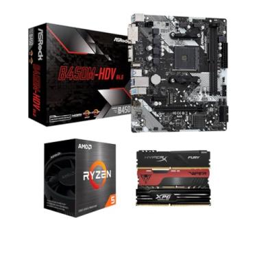 Imagem de KIT UPGRADE AMD RYZEN 5 5500 + PLACA MÃE B450M HDV + 2x 8GB 3200MHZ