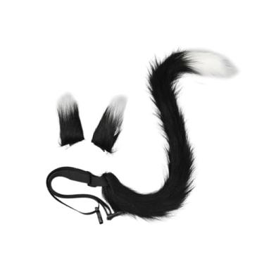 Imagem de Colaxi Faixa de cabeça com orelhas de gato, cosplay, gatos, fantasias, conjunto para shows, baile de máscaras de Halloween, Preto Branco