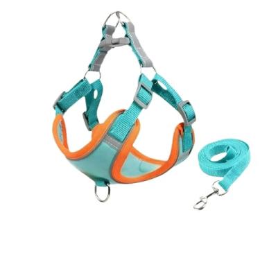 Imagem de Coleira Peitoral Gato, Conjunto De Guia Coleira Tipo Colete Para Pet Pequenos E Médios(Azul Turquesa,XL/10-14 Kg)