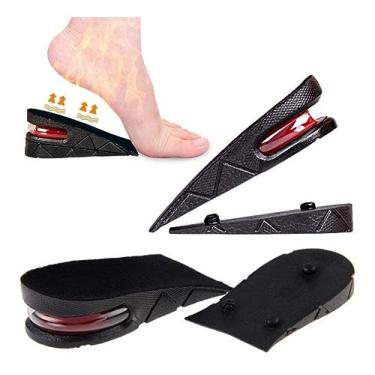 Imagem de Palmilha Elevadora Anti Impacto, Silicone, Preta, 5cm de Altura, Camadas Destacáveis, Para Tênis e Sapatos, 15x7cm, 4 Peças Incluídas