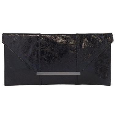Imagem de JNB Bolsa clutch feminina de material metálico, Preto, Medium