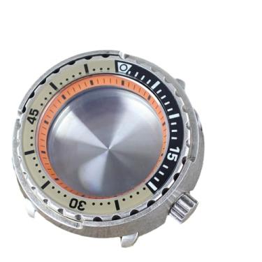 Imagem de FEIYASHI Modificação de aço inoxidável 47 mm caixa de relógio Abalone vidro cristal safira para movimento NH35/NH36 NH38 4R36, Anel capítulo laranja 2, Glass bottom cover, Caixa de relógio de luxo