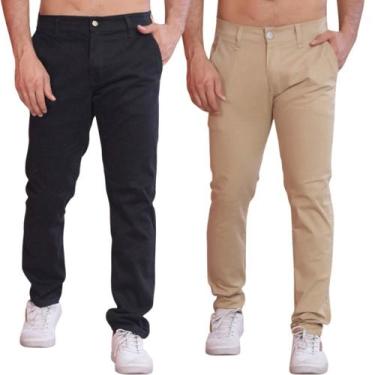 Imagem de Kit 2 Calça Sarja Masculina Calca Masculino Com Lycra Elastano - NoBra
