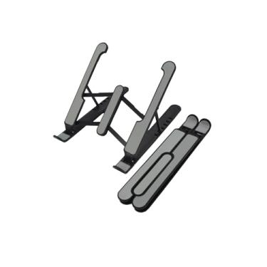 Imagem de Suporte de laptop para mesa, suporte ajustável para laptop ABS + silicone dobrável, suporte para notebook com resfriamento ventilado, suporte de computador para laptops de 10 a 15,6 polegadas, preto