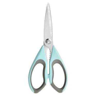 Imagem de Tesouras de cozinha multiuso com bainha protetora, tesouras de aço inoxidável duráveis, podem ser lavadas na lava-louças, cabo macio e confortável, 21 cm, Aqua Sky