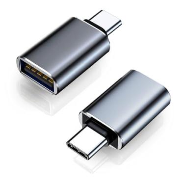 Imagem de Adaptador USB-C macho para USB 3.2 fêmea, compatível com iPhone 16 Pro Max, iMac 2021, iPad Pro 2021, MacBook Pro/Air, Tipo-C e dispositivos Thunderbolt 3 - pacote com 2, cinza