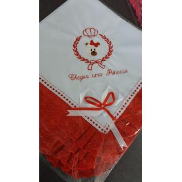 Imagem de Manta para Bebe Vermelha Ursinha Princesa Piquet Algodão - Manta Verão