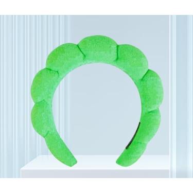 Imagem de Bandanas de spa para lavar o rosto ou cuidados com a pele facial, pacote combo de faixas de cabelo de maquiagem inchadas para máscara de lavagem de rosto, faixa de cabeça de pele, verde, 9