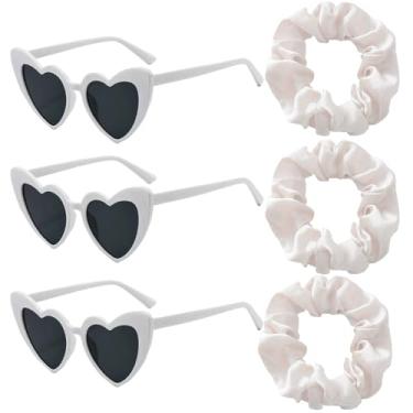 Imagem de Conjunto de 3 laços de cabelo de cetim branco para dama de honra Scrunchies para despedida de solteira, chá de panela, chá de panela, presente para lembrancinhas de festa de casamento, presentes de