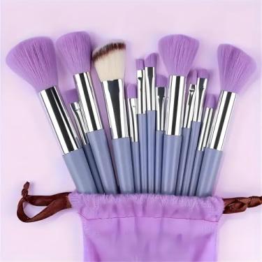 Imagem de Conjunto de 13 pincéis de maquiagem, kit de maquiagem, corretivos de base em pó, sombra, blush, kit de pincéis de maquiagem, roxo