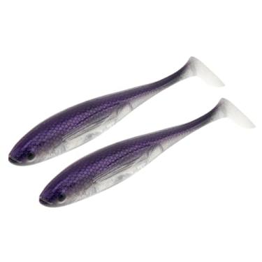 Imagem de 2 peças iscas de plástico macias de pesca, iscas artificiais, iscas de minnow para robalo, lúcio, truta, poleiro, acessório de pesca para água salgada e doce (Roxo)