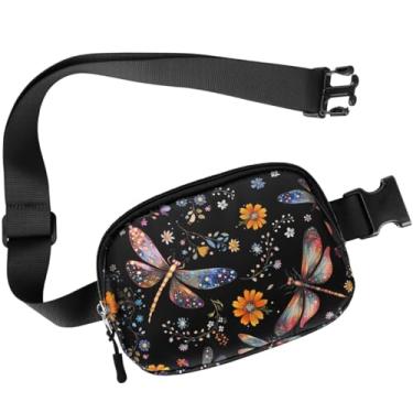 Imagem de Simikol Bolsa de cinto fofa, bolsa transversal para mulheres, leve, moderna, pochete impermeável, corrida, treino, caminhada, viagem, libélula