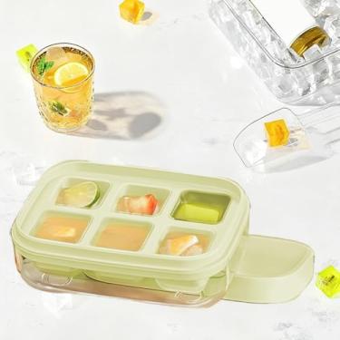 Imagem de Mini bandejas para cubos de gelo, bandejas de silicone com tampa, 6 cubos, liberação fácil para mini geladeira, coquetéis, uísque, bebidas