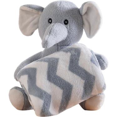 Imagem de Bichinho De Pelúcia Floresta New Com Manta Bebê 100x75cm Elefante