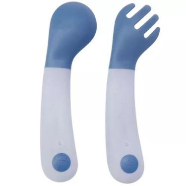 Imagem de Kit Talheres Garfo e Colher de Treinamento Azul - BUBA
