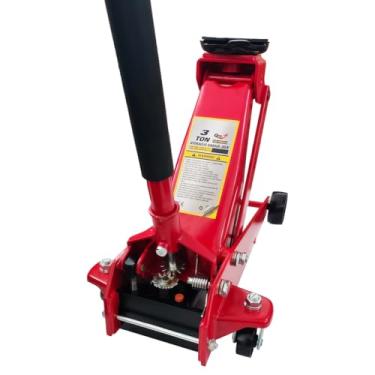 Imagem de TOPHORT Macaco de piso de baixo perfil, macaco hidráulico de carro resistente de 3 toneladas (2,993 kg) com bomba de elevação rápida, design de pistão duplo, faixa de elevação de 14 a 52 cm para