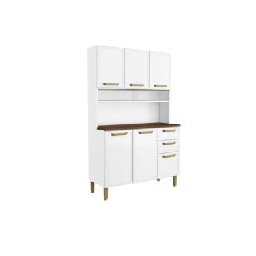 Imagem de Kit De Cozinha Compacta Bella C- 6 Portas E 2 Gavetas 120cm Branco - Bertolini