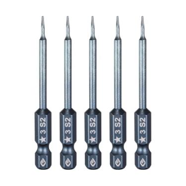 Imagem de HARFINGTON 5 peças de chave de fenda Torx de 5 pontas, haste sextavada de 1/10.2 cm, cabeça magnética de 3 mm, comprimento de 6,6 cm de comprimento, chave de fenda de aço Pentágono para reparo, chave