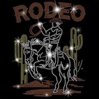 Imagem de SUPERDANT Cowboy ocidental ferro em strass cowboy rodeio adesivos de transferência de calor DIY chapéu de vaqueira decalques de strass brilhantes adesivos para camisetas roupas moletons arte