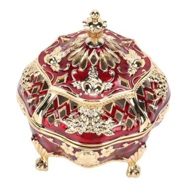 Imagem de Aramox Design Requintado, Suporte para Queima de Incenso Em Cone Com Tampa Estilo Europeu, Suporte de Incenso Vintage Ornamento Esculpido Em Liga de Metal para Decoração Interna (Ouro Vermelho)