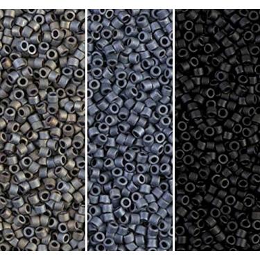 Imagem de Conjunto de miçangas de semente Miyuki Delica: tamanho 11/0, coleção preta fosca cinza - DB301, DB307, DB310-3 tubos de 5 cm ea