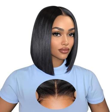 Imagem de Peruca XZZ Wear and Go Bob 35 cm Cabelo humano 200% densidade preta