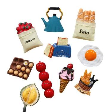 Imagem de Ímãs de geladeira 3D Food 10 unidades de ímãs de geladeira de resina -