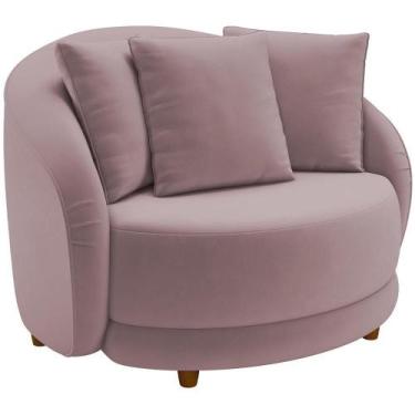 Imagem de Poltrona Decorativa Base Fixa Pés Madeira Witta M03 Veludo Rosê - Lyam