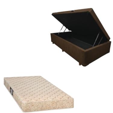Imagem de Cama Box Baú Blindada com Colchão de Espuma Toulon D33 (SUEDE MARROM, Solteiro)