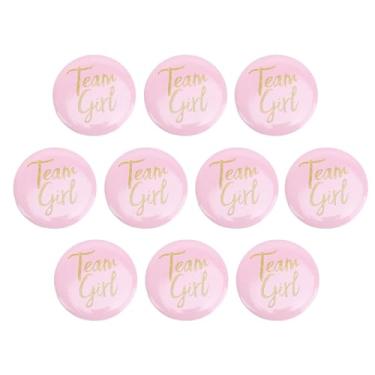 Imagem de LiebeWH Botões de 10pcs Pinos para o chá de chá de chá de bebê Revelam Suprimentos de Decoração de Festas Com Design Compacto Fácil de Usar para Camisetas de Camisetas (Rosa)