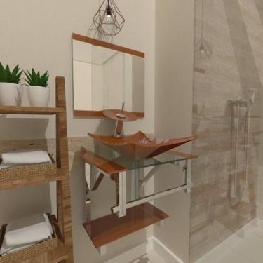 Imagem de Gabinete de Vidro 45cm para banheiro Escócia - EKASA, Dourado Real