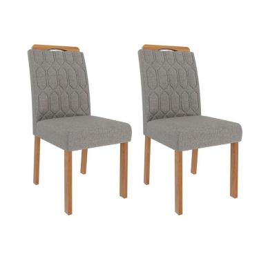 Imagem de Kit 2 Cadeiras Sala Jantar Paola Wood 2 Un Nature Madeirado Linho Grafite Cimol